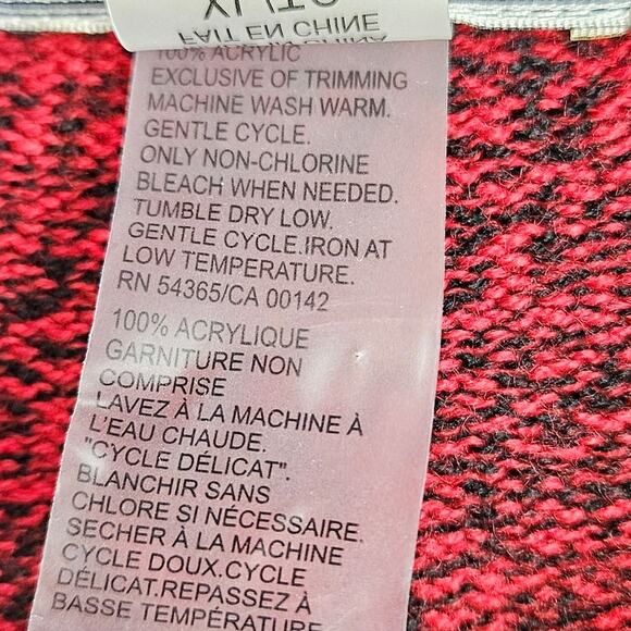 Allison Daley Cat Sweater Jacket Zip Cardigan XL Red Black Striped Embroidered - Picture 8 of 10